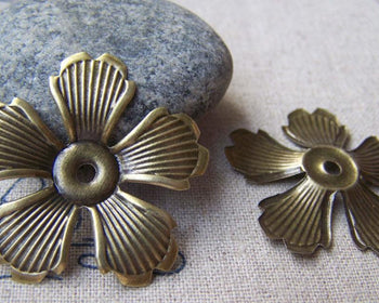 Accessories - 20 Pcs Of Antique Brone Flower Spacer Bead Caps 33mm A2040