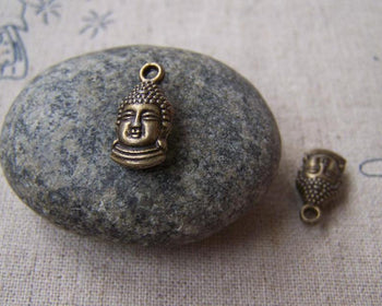 Accessories - 20 Pcs Of Antique Bronze 3D Buddha Head Charms  Double Sided 8x16mm  A1007