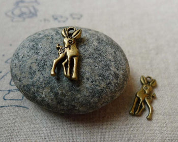 Accessories - 20 Pcs Of Antique Bronze 3D Deer Charms 7x19mm Double Sided A5553