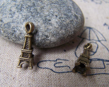 Accessories - 20 Pcs Of Antique Bronze 3D Eiffel Tower Charms 6x17mm A1653