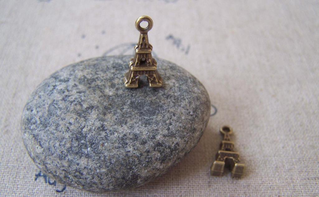 Accessories - 20 Pcs Of Antique Bronze 3D Eiffel Tower Charms 8x15mm A3953