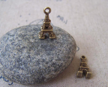 Accessories - 20 Pcs Of Antique Bronze 3D Eiffel Tower Charms 8x15mm A3953