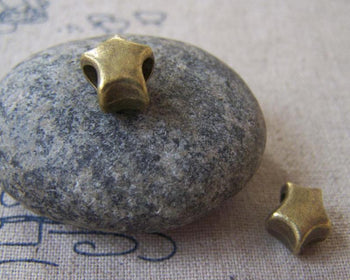 Accessories - 20 Pcs Of Antique Bronze 3D Large Hole Star Beads 10mm A4289