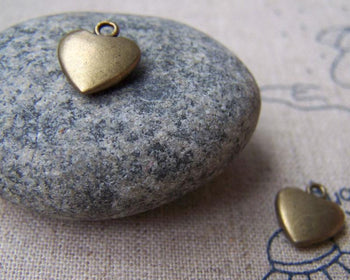 Accessories - 20 Pcs Of Antique Bronze 3D Smooth Heart Charms 10x12mm A1500