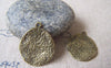 Accessories - 20 Pcs Of Antique Bronze Abstract Textured Round Pendant Charms 19x24mm A4567