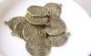 Accessories - 20 Pcs Of Antique Bronze Abstract Textured Round Pendant Charms 19x24mm A4567