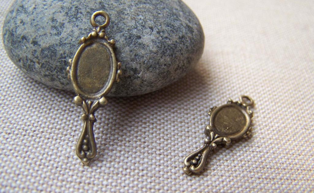 Accessories - 20 Pcs Of Antique Bronze Ancient Chinese Mirror Charms Pendants 10x24mm A1397