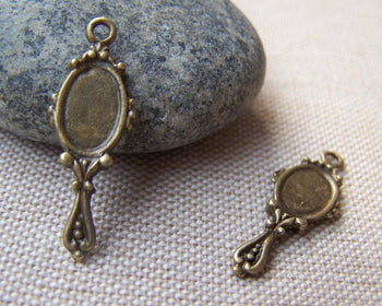 Accessories - 20 Pcs Of Antique Bronze Ancient Chinese Mirror Charms Pendants 10x24mm A1397