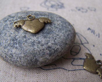 Accessories - 20 Pcs Of Antique Bronze Angel Heart Wing Charms  12x17mm A1520