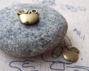 Accessories - 20 Pcs Of Antique Bronze Apple Charms 10x10mm A457