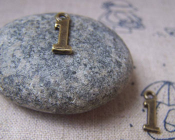 Accessories - 20 Pcs Of Antique Bronze Arabic Figure Number 1 One Charms 7x15mm A1766