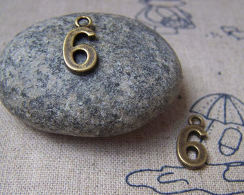 Accessories - 20 Pcs Of Antique Bronze Arabic Figure Number 6 Six Charms 7x15mm A1771