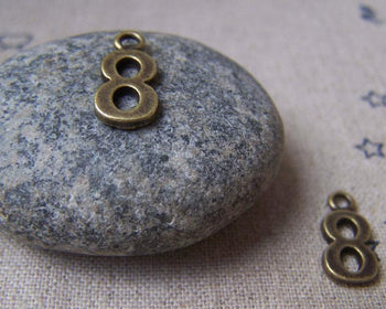 Accessories - 20 Pcs Of Antique Bronze Arabic Figure Number 8 Eight Charms 7x15mm A1773