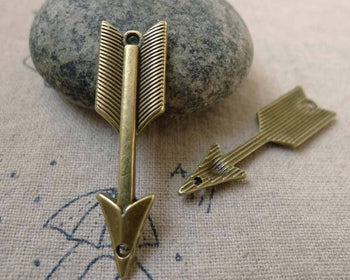 Accessories - 20 Pcs Of Antique Bronze Arrow Connector Charms 11x39mm A6243