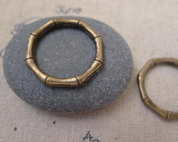 Accessories - 20 Pcs Of Antique Bronze Bamboo Ring Charms 22mm A7503