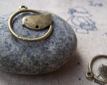 Accessories - 20 Pcs Of Antique Bronze Bird Ring Connector Charms 21mm A250
