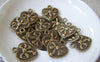 Accessories - 20 Pcs Of Antique Bronze Bow Ribbon Heart Charms 16x18mm  A4542