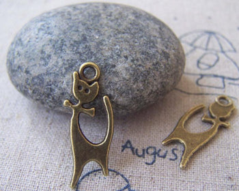 Accessories - 20 Pcs Of Antique Bronze Bow Tie Cat Charms 10x25mm A4152
