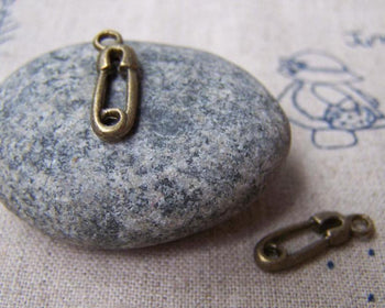 Accessories - 20 Pcs Of Antique Bronze Brooch-Style Charms Connector Size 6x15mm A1408