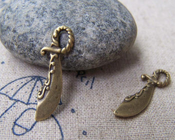Accessories - 20 Pcs Of Antique Bronze Coiled Knife Charms Double Sided 7x25mm A1426