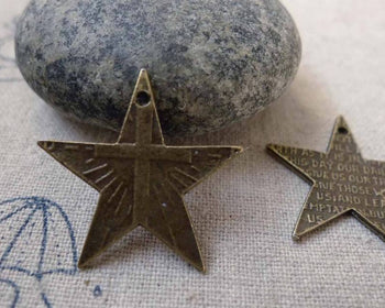 Accessories - 20 Pcs Of Antique Bronze Cross Star Charms  23x23mm A6297