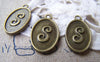 Accessories - 20 Pcs Of Antique Bronze English Letter S Oval Charms 11x16.5mm   A1995