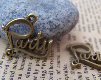 Accessories - 20 Pcs Of Antique Bronze English Word Party Charms 19x20mm A593