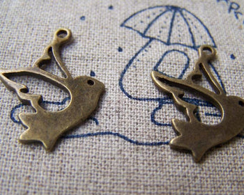 Accessories - 20 Pcs Of Antique Bronze Filigree Bird Connectors Charms  15x16mm  A265