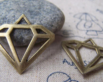 Accessories - 20 Pcs Of Antique Bronze Filigree Diamond Charms Pendants 28x30mm A3383