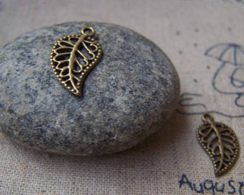 Accessories - 20 Pcs Of Antique Bronze Filigree Filigree Leaf Charms 10x16mm A334