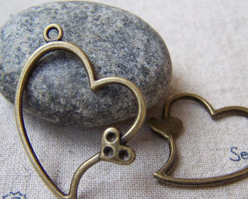 Accessories - 20 Pcs Of Antique Bronze Filigree Heart Charms 26x36mm A5635