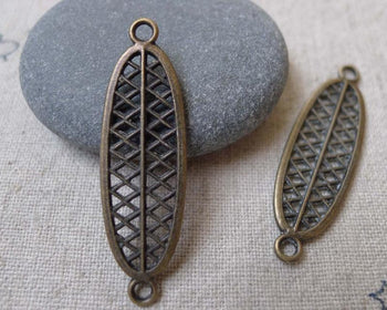 Accessories - 20 Pcs Of Antique Bronze Filigree Oval Mesh Connectors Charms  11x36mm A7222