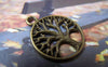 Accessories - 20 Pcs Of Antique Bronze Filigree Tree Round Charms 20mm A468