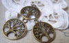 Accessories - 20 Pcs Of Antique Bronze Filigree Tree Round Charms 20mm A468