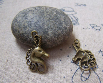 Accessories - 20 Pcs Of Antique Bronze Filigree Unicorn Charms   15x26mm A2473