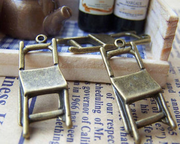 Accessories - 20 Pcs Of Antique Bronze Flat Chair Charms 11.5x28mm