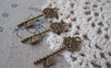 Accessories - 20 Pcs Of Antique Bronze Flower Heart Key Charms 11x34mm A3967