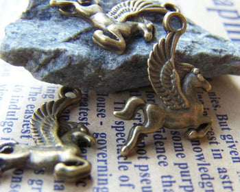 Accessories - 20 Pcs Of Antique Bronze Flying Horse Charms 15x17mm A3690