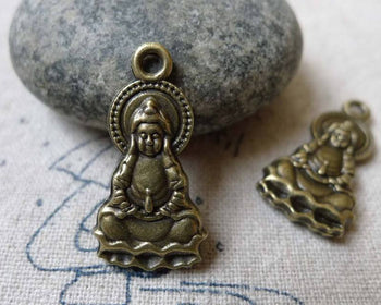 Accessories - 20 Pcs Of Antique Bronze Goddess Of Mercy Guanyin Buddha Charms Pendants 25mm   A6579