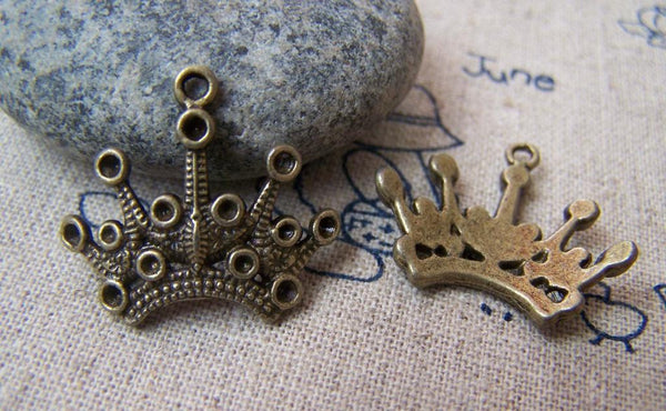 Accessories - 20 Pcs Of Antique Bronze Half Crown Charms  14x24mm A3459