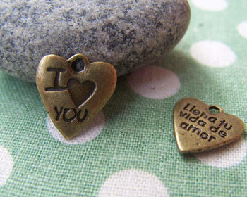 Accessories - 20 Pcs Of Antique Bronze Heart Charms 13x14mm A517