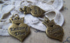 Accessories - 20 Pcs Of Antique Bronze Heart Crown Charms18x25mm A528