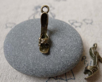 Accessories - 20 Pcs Of Antique Bronze High Heel Shoes Charms 4x22mm A7244
