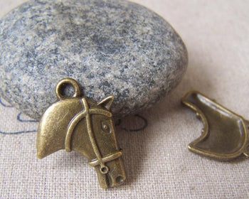 Accessories - 20 Pcs Of Antique Bronze Horse Head Charms 17x20mm A4570