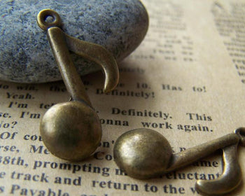 Accessories - 20 Pcs Of Antique Bronze Huge Music Note Charms 17x27mm A3662