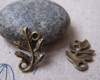 Accessories - 20 Pcs Of Antique Bronze Leaf Connector Charms 15x21mm A4972