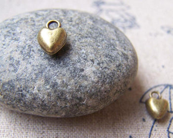 Accessories - 20 Pcs Of Antique Bronze Lovely 3D Heart Charms 7mm A1504