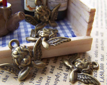 Accessories - 20 Pcs Of Antique Bronze Lovely Angel Charms 11x20mm A726