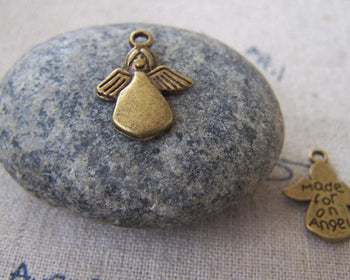 Accessories - 20 Pcs Of Antique Bronze Lovely Angel Charms 13x15mm A2447
