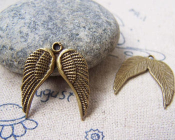 Accessories - 20 Pcs Of Antique Bronze Lovely Angel Wings Charms 19x21mm A2892
